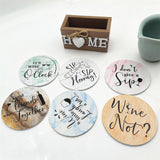 Maxbell 6 Pieces Wooden Coasters Set with Holder Gift for Bar Drinking Glasses Party