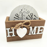 Maxbell 6 Pieces Wooden Coasters Set with Holder Gift for Bar Drinking Glasses Party
