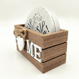 Maxbell 6 Pieces Wooden Coasters Set with Holder Gift for Bar Drinking Glasses Party
