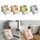 Maxbell 2 Step Stool for Kids Folding Easy to Move Home Footstool Toddler Step Stool White Yellow