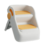Maxbell 2 Step Stool for Kids Folding Easy to Move Home Footstool Toddler Step Stool White Yellow