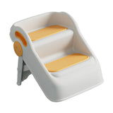 Maxbell 2 Step Stool for Kids Folding Easy to Move Home Footstool Toddler Step Stool White Yellow