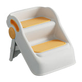 Maxbell 2 Step Stool for Kids Folding Easy to Move Home Footstool Toddler Step Stool White Yellow