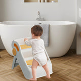 Maxbell 2 Step Stool for Kids Folding Easy to Move Home Footstool Toddler Step Stool White Yellow