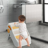 Maxbell 2 Step Stool for Kids Folding Easy to Move Home Footstool Toddler Step Stool White Yellow