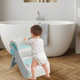 Maxbell 2 Step Stool for Kids Folding Easy to Move Home Footstool Toddler Step Stool White Blue