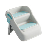 Maxbell 2 Step Stool for Kids Folding Easy to Move Home Footstool Toddler Step Stool White Blue
