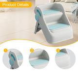 Maxbell 2 Step Stool for Kids Folding Easy to Move Home Footstool Toddler Step Stool White Blue