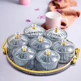 Maxbell Dried Fruit Tray Clear with Lids Storage Containers for Candy Snacks Cookies Clear Gray