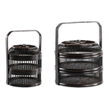 Maxbell Bamboo Woven Basket 2 Tiers Handmade for Holiday Party Treats Picnic Camping S