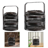 Maxbell Bamboo Woven Basket 2 Tiers Handmade for Holiday Party Treats Picnic Camping S