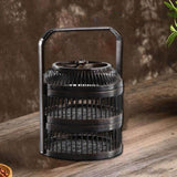 Maxbell Bamboo Woven Basket 2 Tiers Handmade for Holiday Party Treats Picnic Camping S