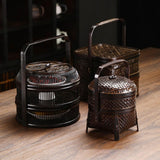 Maxbell Bamboo Woven Basket 2 Tiers Handmade for Holiday Party Treats Picnic Camping S