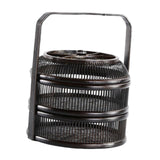 Maxbell Bamboo Woven Basket 2 Tiers Handmade for Holiday Party Treats Picnic Camping L