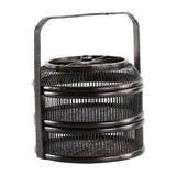 Maxbell Bamboo Woven Basket 2 Tiers Handmade for Holiday Party Treats Picnic Camping L