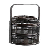 Maxbell Bamboo Woven Basket 2 Tiers Handmade for Holiday Party Treats Picnic Camping L