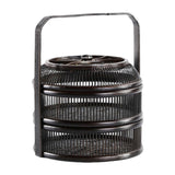 Maxbell Bamboo Woven Basket 2 Tiers Handmade for Holiday Party Treats Picnic Camping L