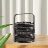 Maxbell Bamboo Woven Basket 2 Tiers Handmade for Holiday Party Treats Picnic Camping L