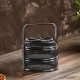Maxbell Bamboo Woven Basket 2 Tiers Handmade for Holiday Party Treats Picnic Camping L