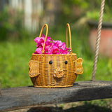 Maxbell Pig Shaped Storage Basket Rustic Flower Basket for Wedding Harvesting Garden