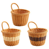 Maxbell Hanging Woven Storage Basket Rustic Container for Farmhouse Living Room Home Dark Brown