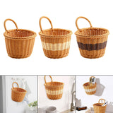Maxbell Hanging Woven Storage Basket Rustic Container for Farmhouse Living Room Home Dark Brown