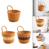 Maxbell Hanging Woven Storage Basket Rustic Container for Farmhouse Living Room Home Dark Brown