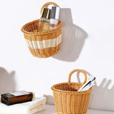 Maxbell Hanging Woven Storage Basket Rustic Container for Farmhouse Living Room Home Dark Brown
