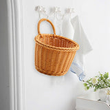 Maxbell Hanging Woven Storage Basket Rustic Container for Farmhouse Living Room Home Dark Brown