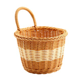 Maxbell Hanging Woven Storage Basket Rustic Container for Farmhouse Living Room Home Dark Brown Beige