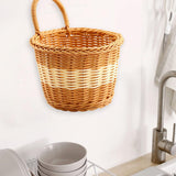 Maxbell Hanging Woven Storage Basket Rustic Container for Farmhouse Living Room Home Dark Brown Beige