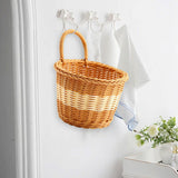 Maxbell Hanging Woven Storage Basket Rustic Container for Farmhouse Living Room Home Dark Brown Beige