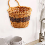 Maxbell Hanging Woven Storage Basket Rustic Container for Farmhouse Living Room Home Dark Brown Coffee