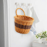 Maxbell Hanging Woven Storage Basket Rustic Container for Farmhouse Living Room Home Dark Brown Coffee