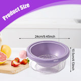 Maxbell Kitchen Strainer Colander Bowl Food Cooking Tool 2 in 1 Kitchen Colander Set Violet 24x10.5cm