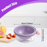 Maxbell Kitchen Strainer Colander Bowl Food Cooking Tool 2 in 1 Kitchen Colander Set Violet 18x7.5cm