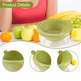 Maxbell Kitchen Strainer Colander Bowl Food Cooking Tool 2 in 1 Kitchen Colander Set Green 18x7.5cm