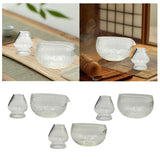 Maxbell Textured Glass Matcha Bowl with Matcha Whisk Holder Glass Tea Bowl for Gifts Deep Texture