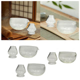 Maxbell Textured Glass Matcha Bowl with Matcha Whisk Holder Glass Tea Bowl for Gifts Deep Texture
