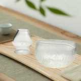 Maxbell Textured Glass Matcha Bowl with Matcha Whisk Holder Glass Tea Bowl for Gifts Deep Texture