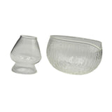 Maxbell Textured Glass Matcha Bowl with Matcha Whisk Holder Glass Tea Bowl for Gifts Deep Texture