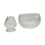 Maxbell Textured Glass Matcha Bowl with Matcha Whisk Holder Glass Tea Bowl for Gifts Deep Texture