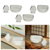 Maxbell Textured Glass Matcha Bowl with Matcha Whisk Holder Glass Tea Bowl for Gifts Deep Texture