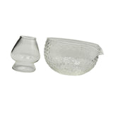 Maxbell Textured Glass Matcha Bowl with Matcha Whisk Holder Glass Tea Bowl for Gifts Dot Texture