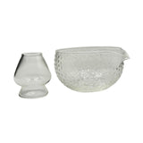 Maxbell Textured Glass Matcha Bowl with Matcha Whisk Holder Glass Tea Bowl for Gifts Dot Texture