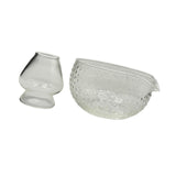 Maxbell Textured Glass Matcha Bowl with Matcha Whisk Holder Glass Tea Bowl for Gifts Dot Texture