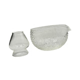 Maxbell Textured Glass Matcha Bowl with Matcha Whisk Holder Glass Tea Bowl for Gifts Dot Texture