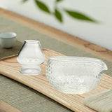 Maxbell Textured Glass Matcha Bowl with Matcha Whisk Holder Glass Tea Bowl for Gifts Dot Texture
