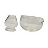 Maxbell Textured Glass Matcha Bowl with Matcha Whisk Holder Glass Tea Bowl for Gifts Light Texture