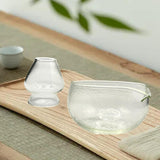 Maxbell Textured Glass Matcha Bowl with Matcha Whisk Holder Glass Tea Bowl for Gifts Light Texture